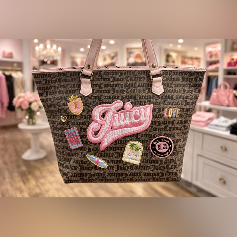 Juicy Couture Brown Tote with Pink Embellishments